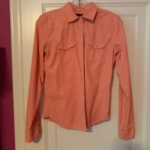 american eagle corduroy shirt size small coral